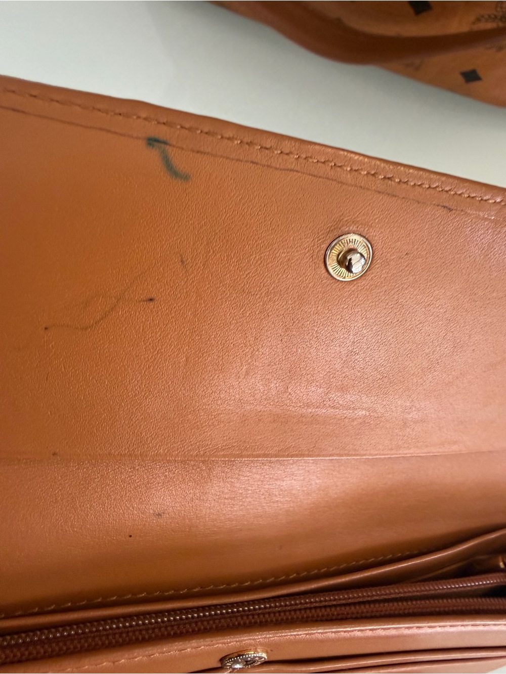 MCM Cognac and Orange Visetos Stripe Tote with Matching Wallet - Picture 4 of 14